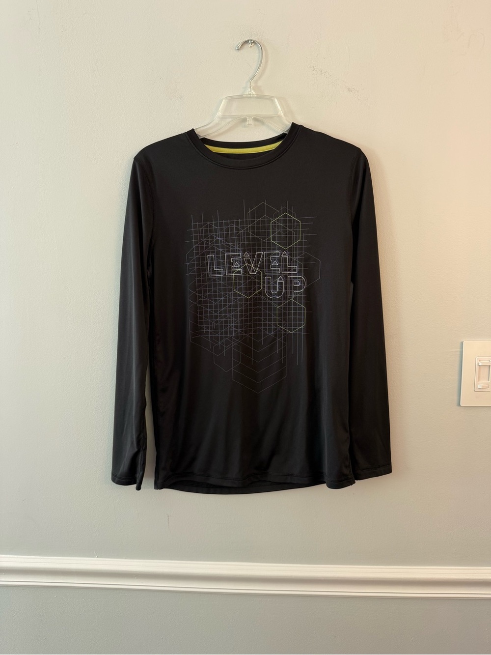 all in motion Black Long-Sleeve 'Level Up' Graphic Tee with Yellow Trim